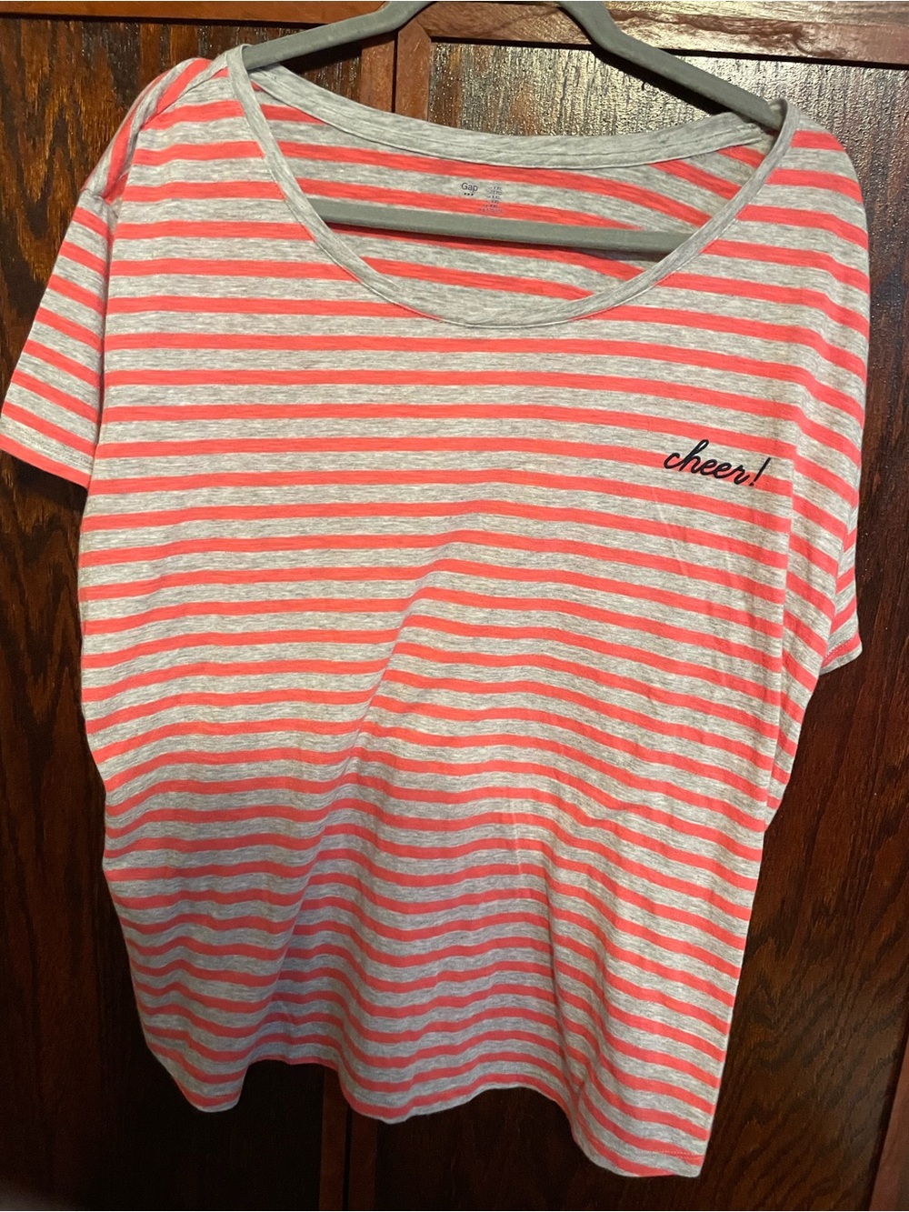GAP Gray and Coral Striped T-Shirt